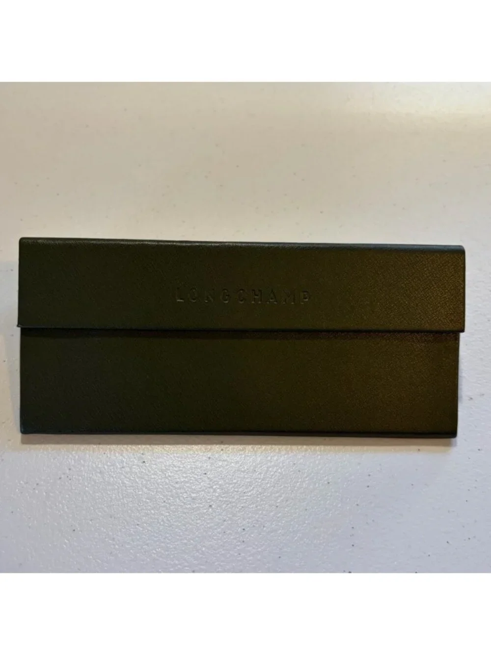 Longchamp Semi-Hard Shell Folding Eyeglasses Glasses Case Olive Green Designer